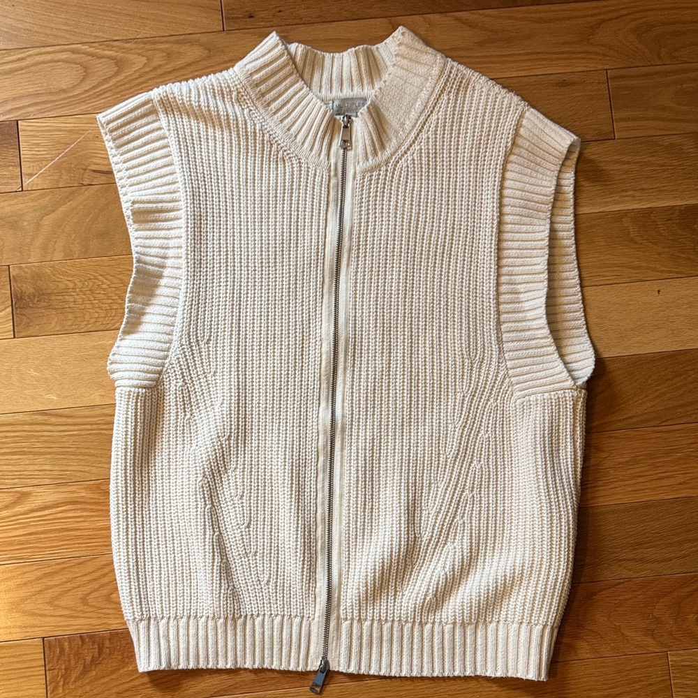 Multiples Cream Sleeveless V-Neck Sweater